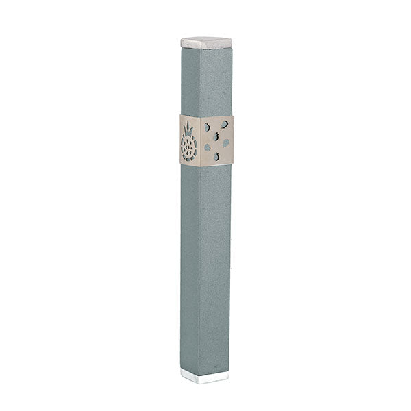 Pomegranate Mezuzah with Shin, 12 cm - Light Blue