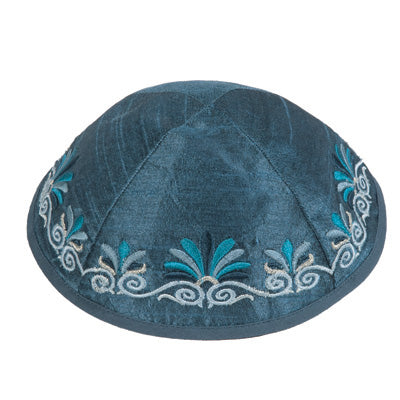 כיפה רקמה - גל כחול
