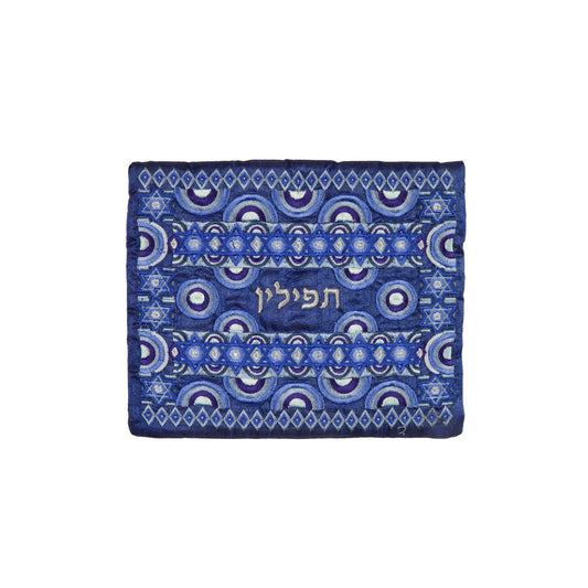 תיק תפילין - רקמה מלאה - כחול