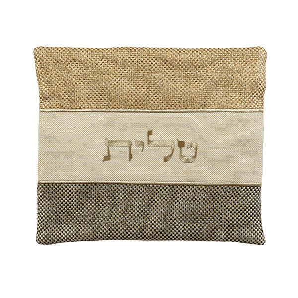 תיק טלית - בדים עבים - שחור וחום + פשתן