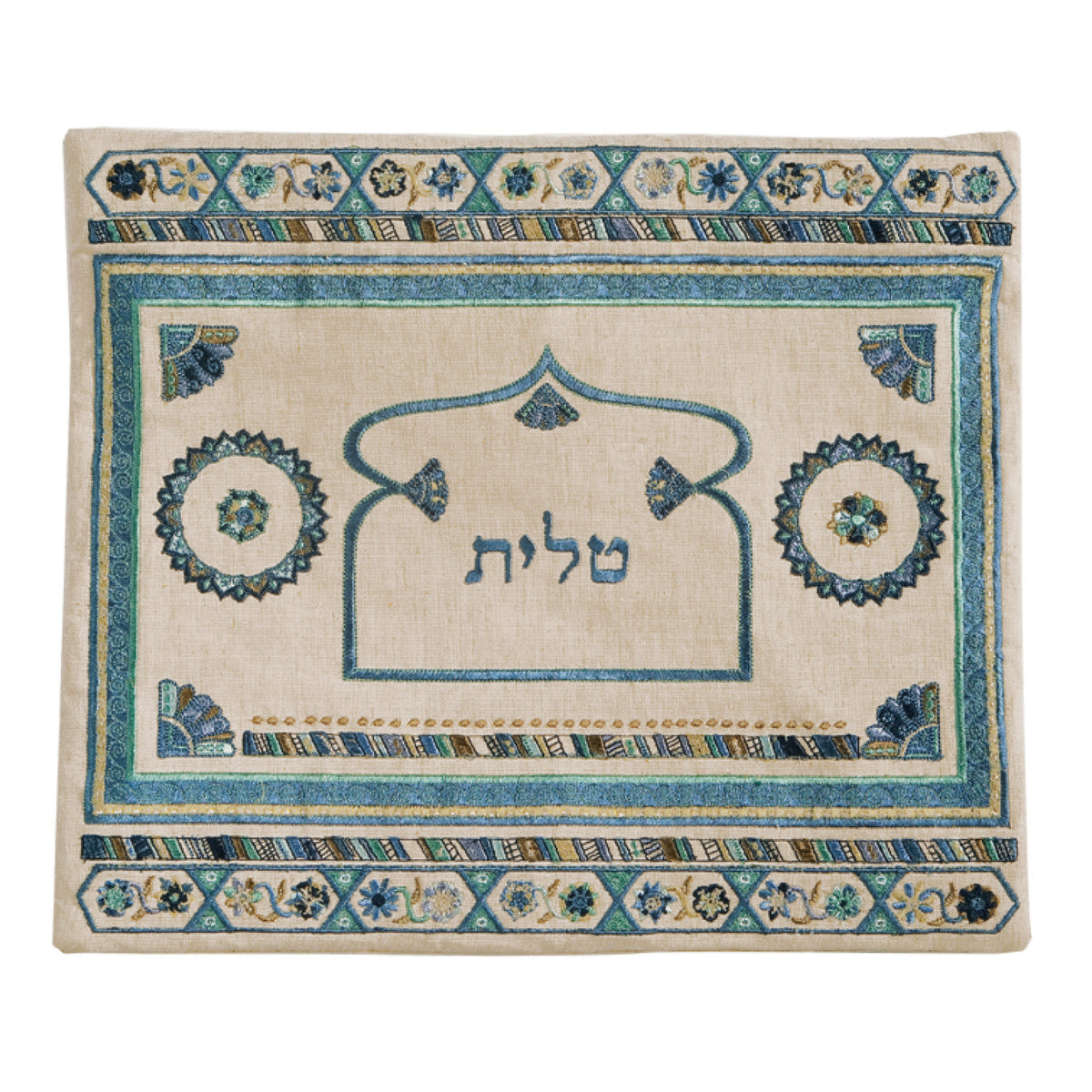 Tallit Bag - Embroidery - Linen - Blue