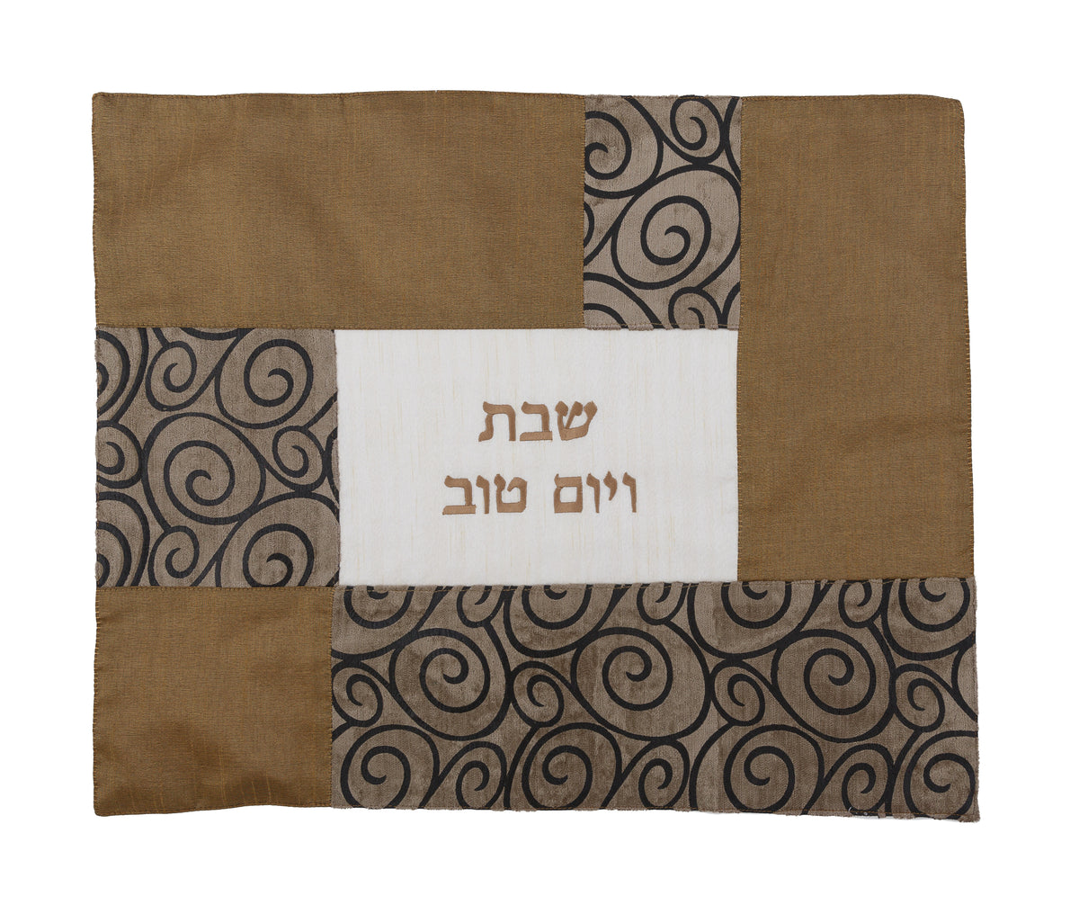 כיסוי חלה - קולאז' בדים - סלסולים נחושת