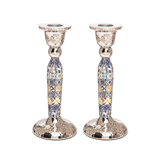 Tall Candlesticks - Squares Multicolor