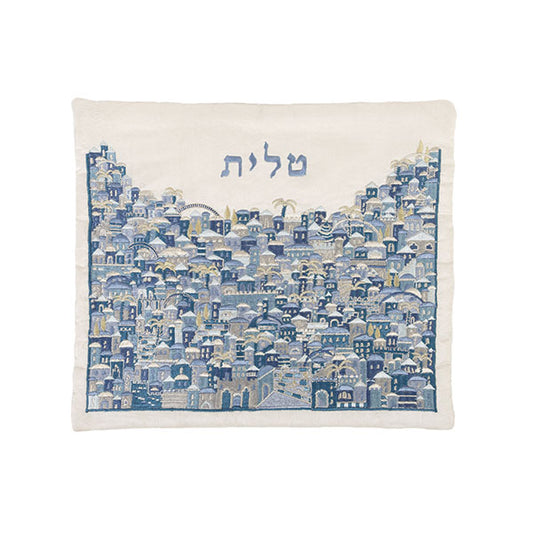 תיק טלית - רקמה מלאה - ירושלים כחול