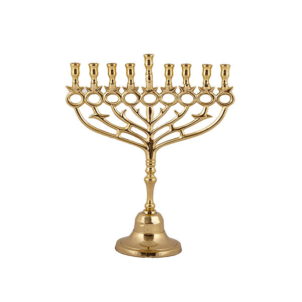 חנוכיה נחושת - 30 ס״מ - רימונים