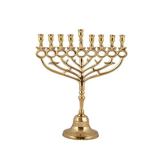 חנוכיה נחושת - 30 ס״מ - רימונים