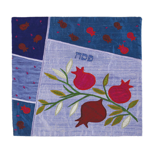 כיסוי מצה - אפליקציה - רימונים - כחול