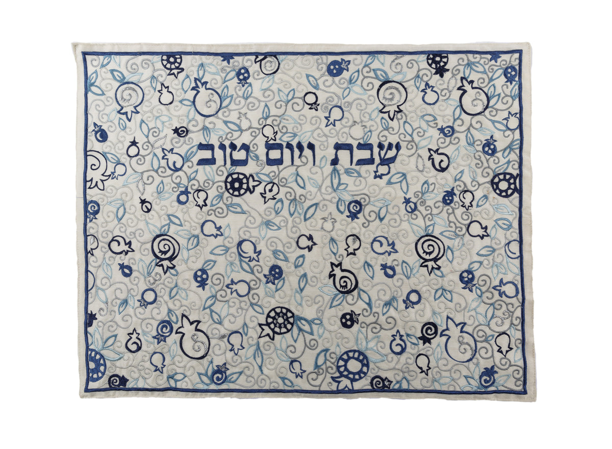 כיסוי חלה - רקמה מלאה - כחול