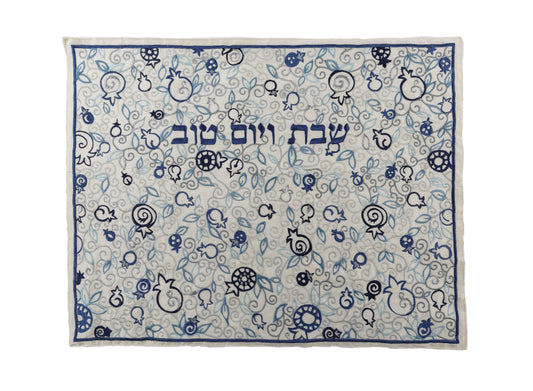 כיסוי חלה - רקמה מלאה - כחול
