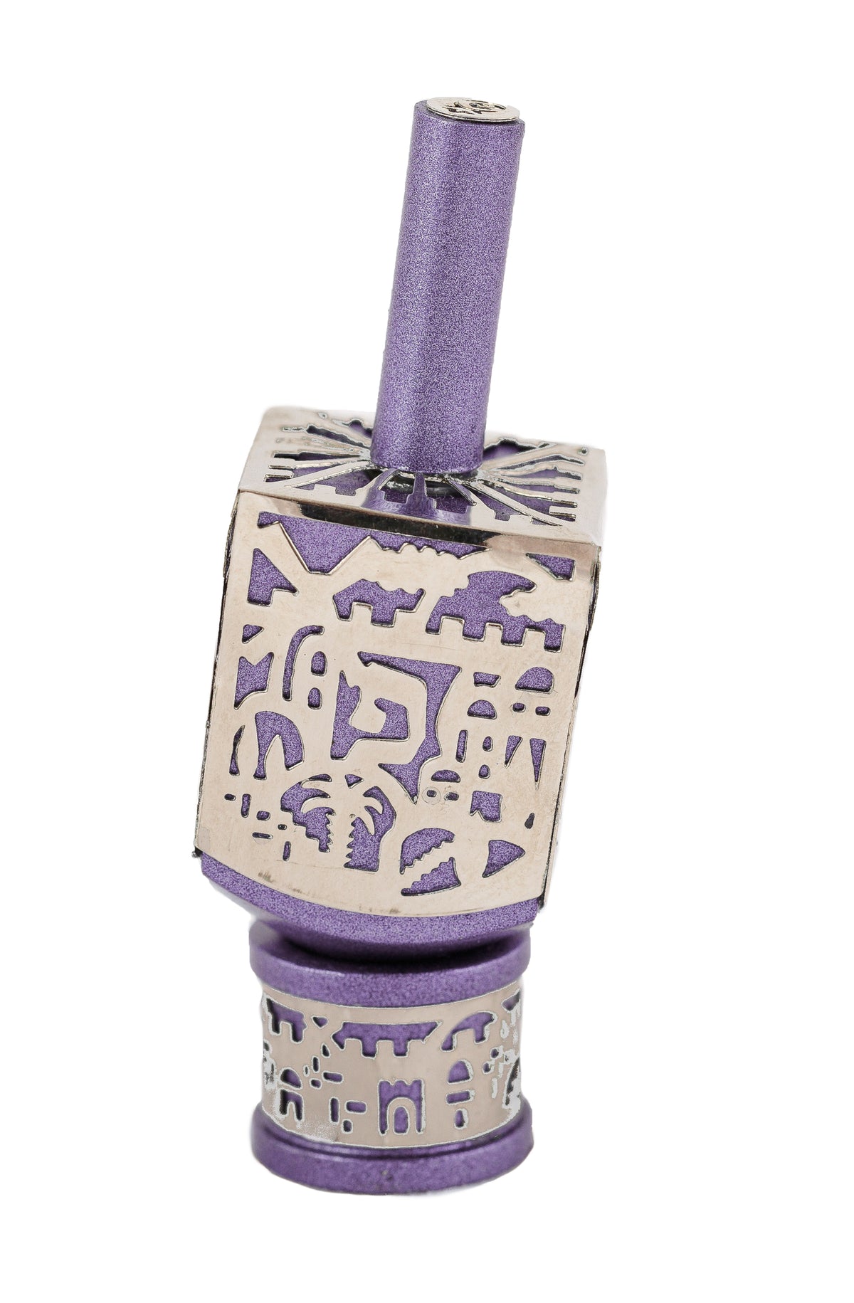 Small Dreidel + Metal Cutout - Jerusalem - Purple