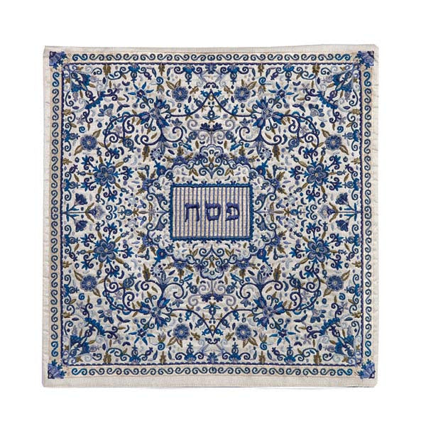כיסוי מצה - רקמה מלאה - כחול