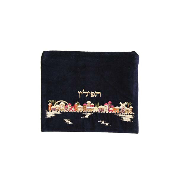 תיק תפילין - קטיפה - ירושלים צבעוני