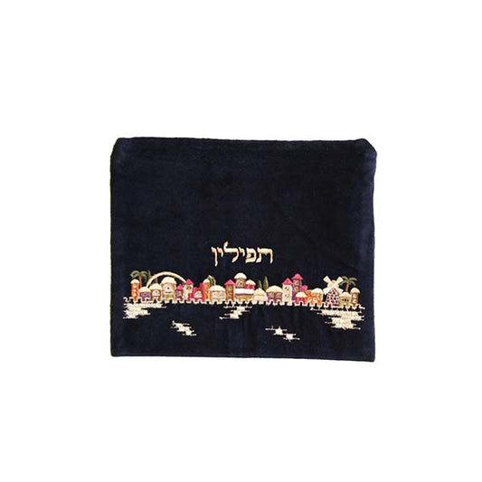 תיק תפילין - קטיפה - ירושלים צבעוני
