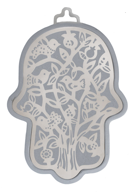 Large Silver Hamsa + Metal Cutout - Tree