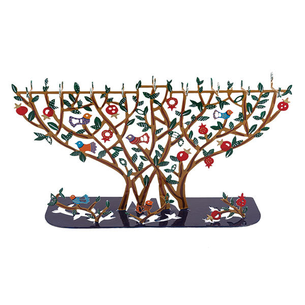 חנוכיה - טי לייט - חיתוך לייזר + ציור יד