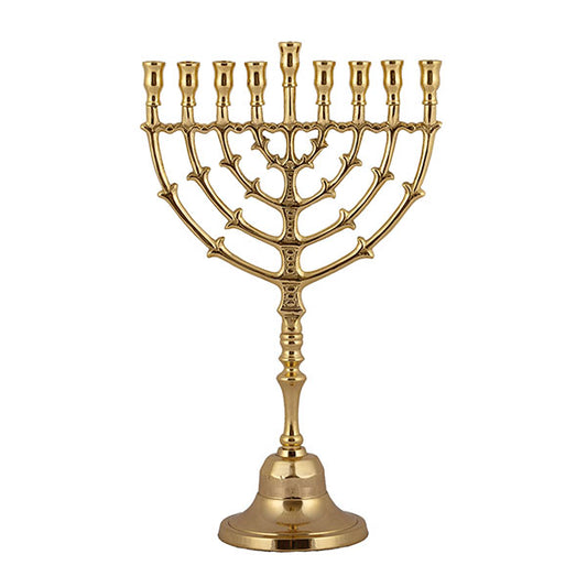 חנוכיה נחושת - 40 ס״מ - עלים