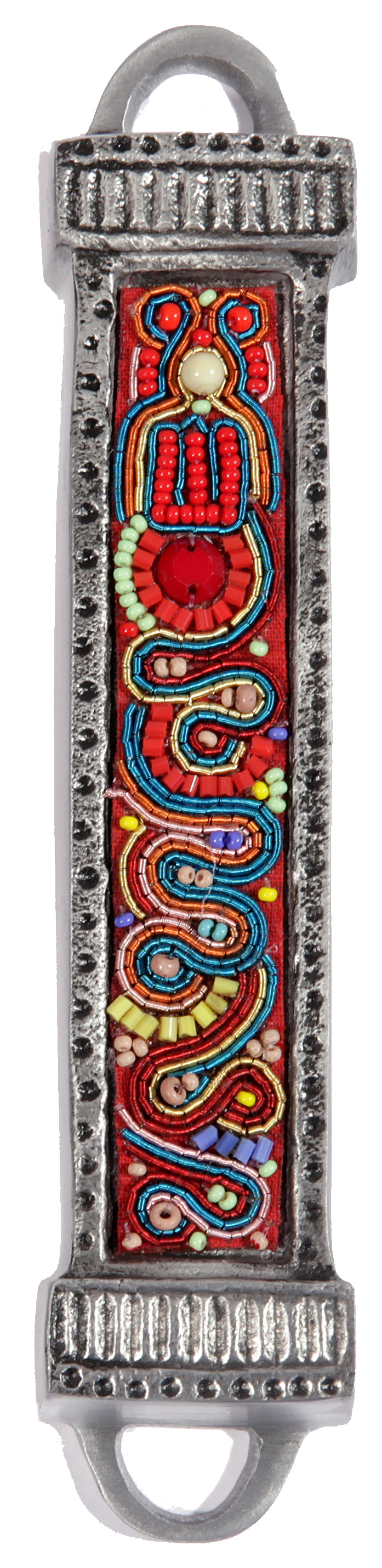 Mezuzah Metal + Embroidery - Multicolor
