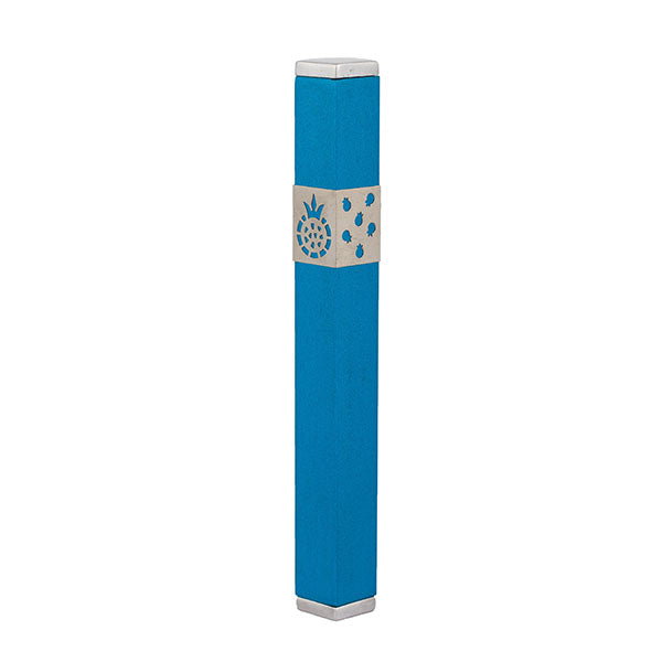 Pomegranate Mezuzah with Shin, 12 cm - Turquoise