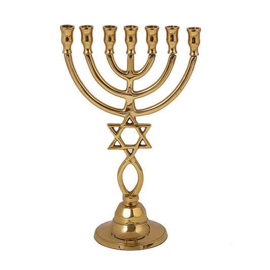 מנורה נחושת 24 ס״מ מגן דוד + דג
