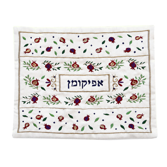 כיסוי אפיקומן - רקמה - רימונים כהה