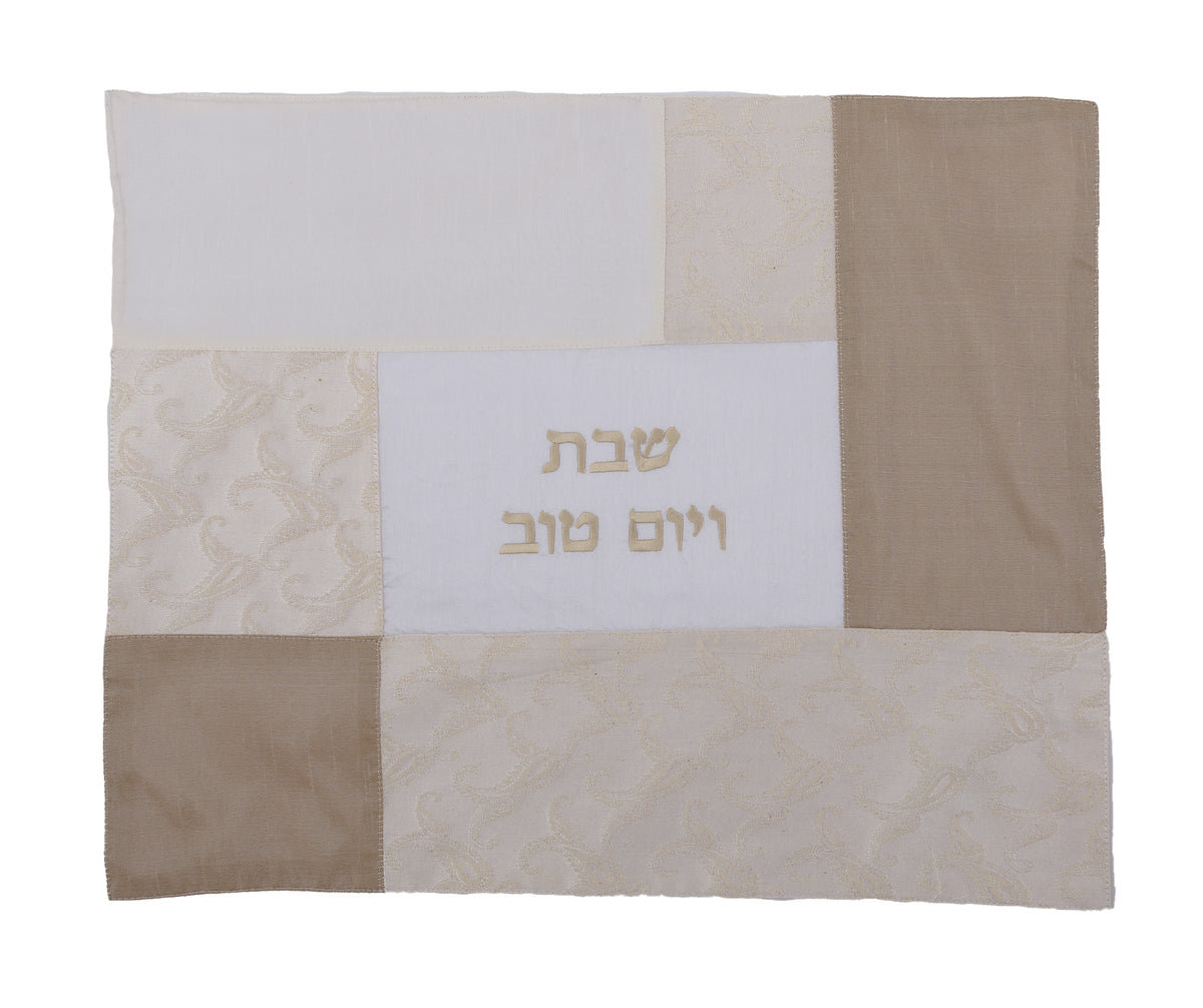 כיסוי חלה - קולאז' בדים - לבן